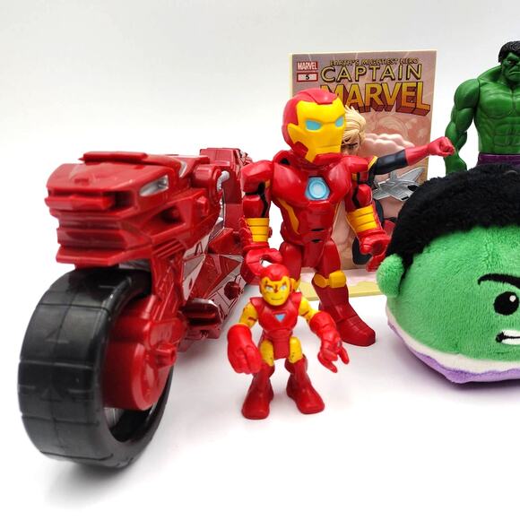 9 Marvel Action Figure Collectibles Iron Man Hulk Captain America Motorcycle Lot - Picture 2 of 7